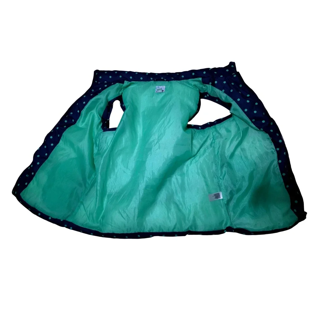 Old Navy Girls Navy Teal Polka‎ Dot Puffer Vest Size XXL 16